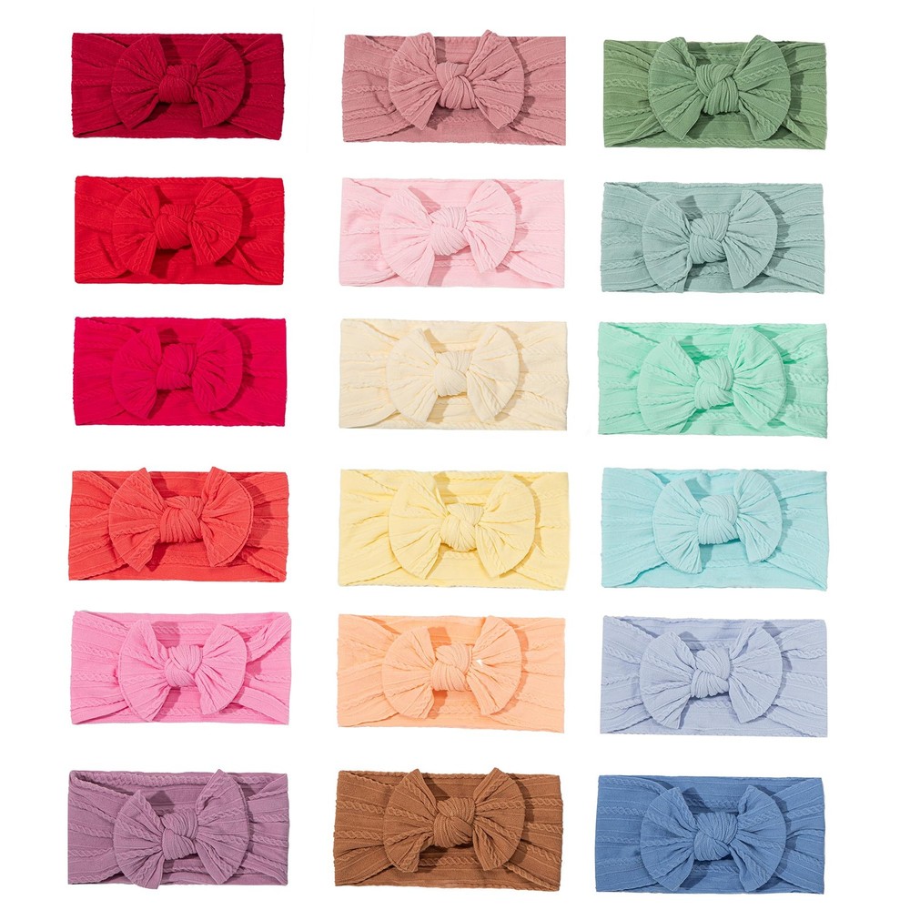 18PCS Baby Soft Nylon Headbands Hairbands With Hair Bows,Elastics Head Wrap H...