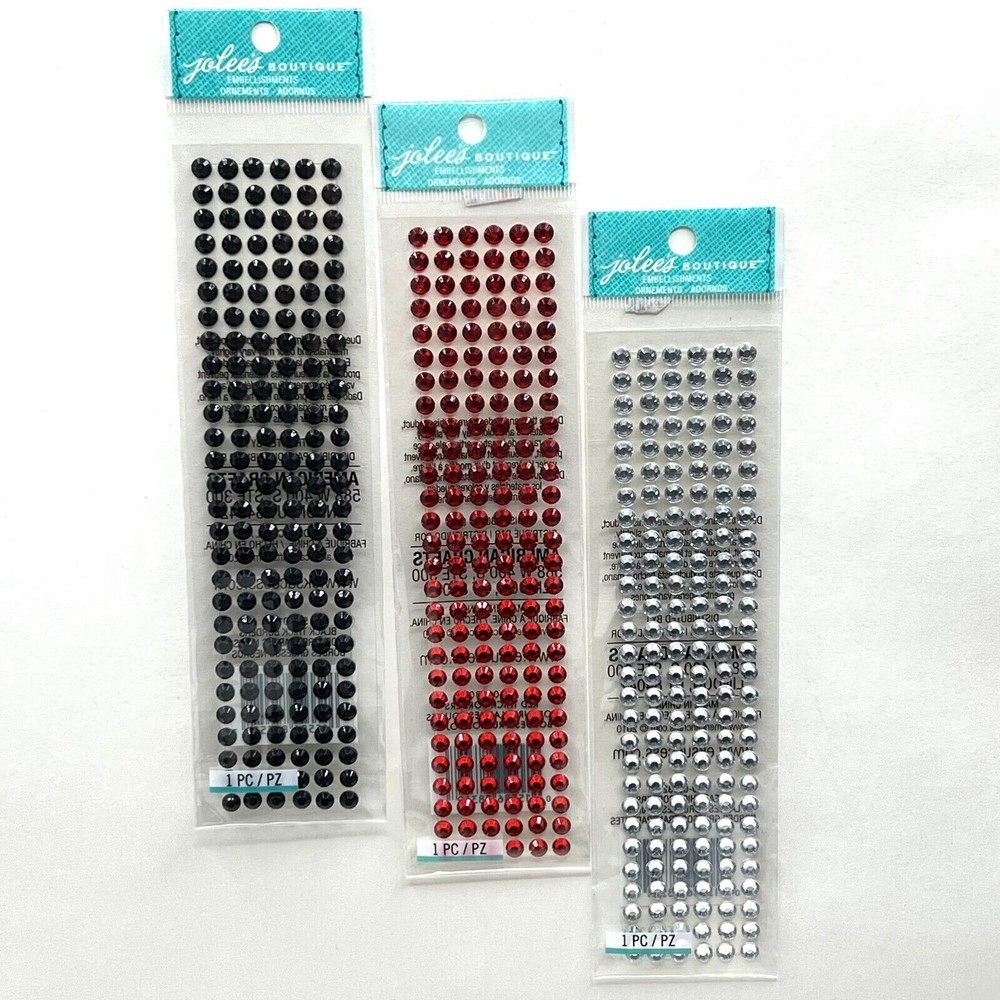 Jolee's Boutique Thick Borders Gemstones Black Red Clear Stickers Scrapbooking