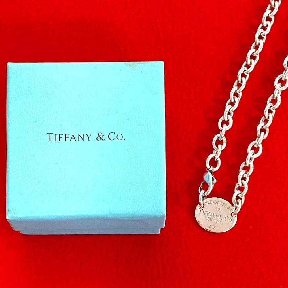 Tiffany Return to Oval Necklace Silver 925 Jewelry Vintage New