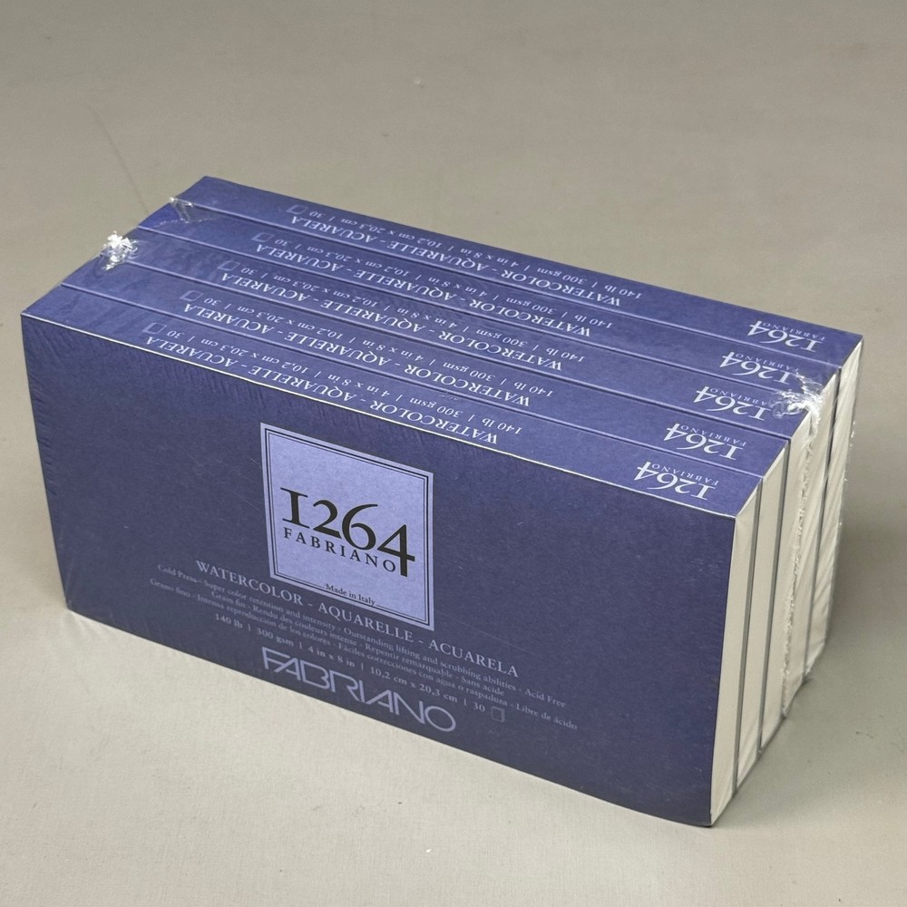FABRIANO (5 PACK) 1264 Watercolor Glue Bound Bright White Pads 4