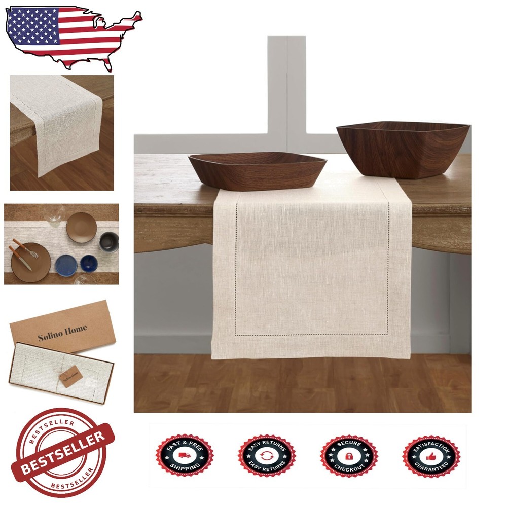 Natural Linen Table Runner Elegant 18x120 Wedding Accent