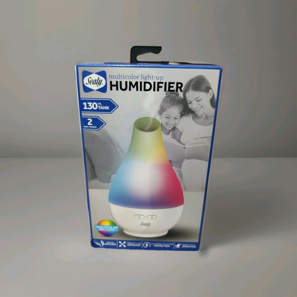 Sealy Multicolor Light-Up Humidifier Aroma Diffuser 2 Mist Modes Quiet Operation