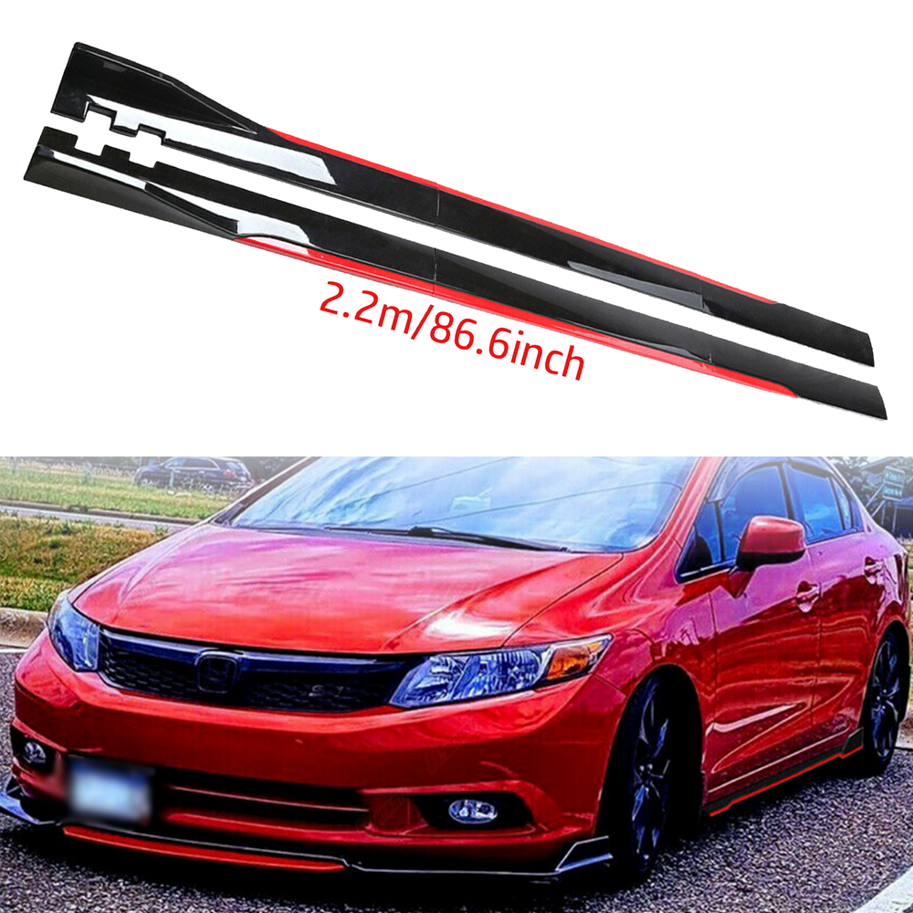 For Honda Civic Sedan Side Skirt Extension Body Kit Splitter Spoiler Glossy Bl