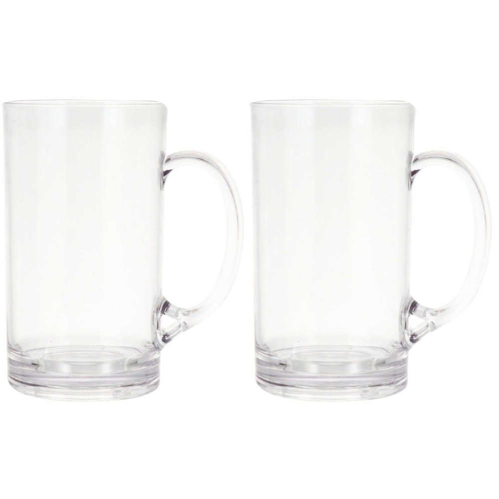 2 Handle Transparent Beer Mugs - Clear Glass Drinking Cups