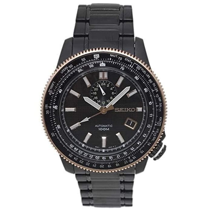 Seiko SSA008K1 Automatic Black Dial Stainless Steel Mens Watch 200M Water Resistant