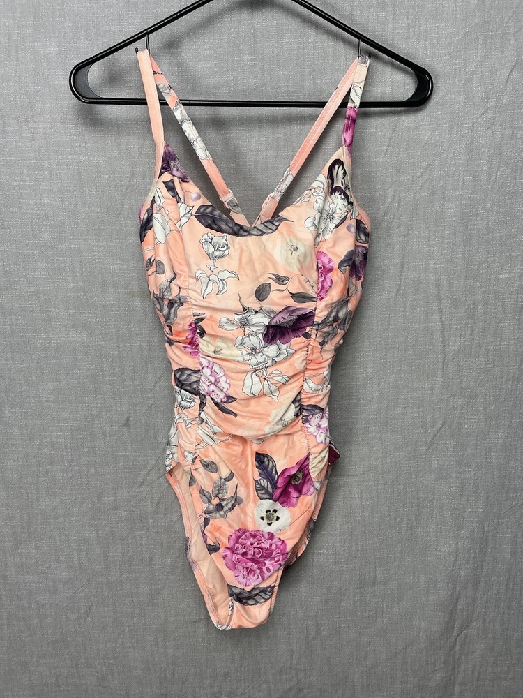 Seafolly Active Floral One Piece Swimsuit Size 14 /14 DD Ruched