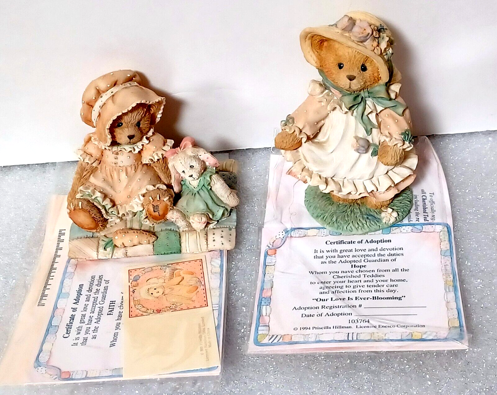 Lot of 2 Cherished Teddies Figurines Faith and Hope in Box