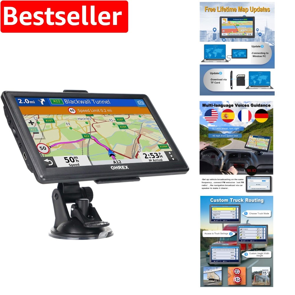 7-Inch GPS for Trucks & RVs with Custom Routing and Lifetime Updates