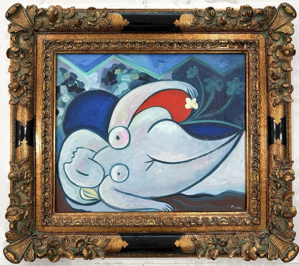 Pablo Picasso 1881-1973 Signed ,Oil on Canvas. In The style of. High End Frame