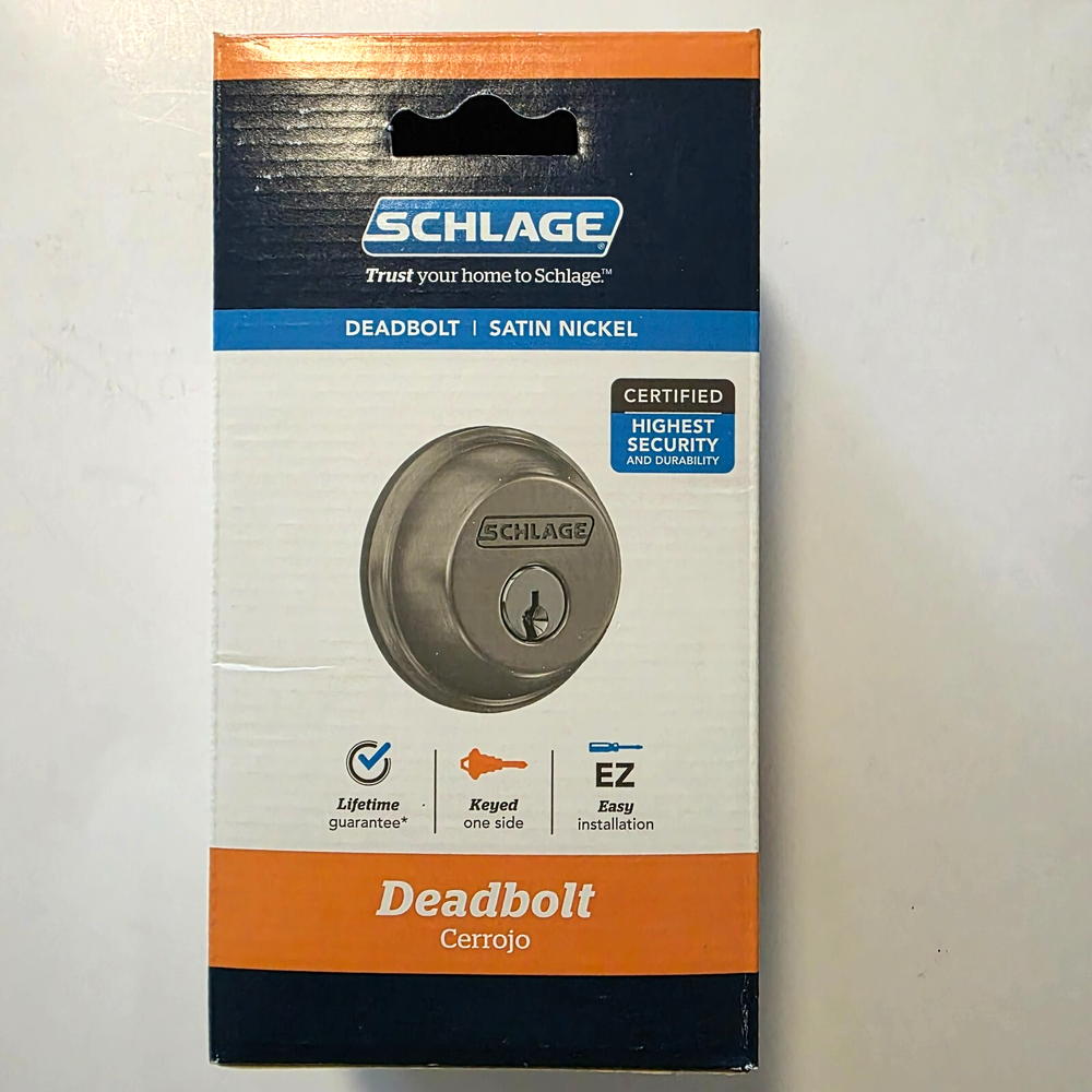 NEW Schlage Single Cylinder Deadbolt Satin Nickel 2 Keys B60N G 619