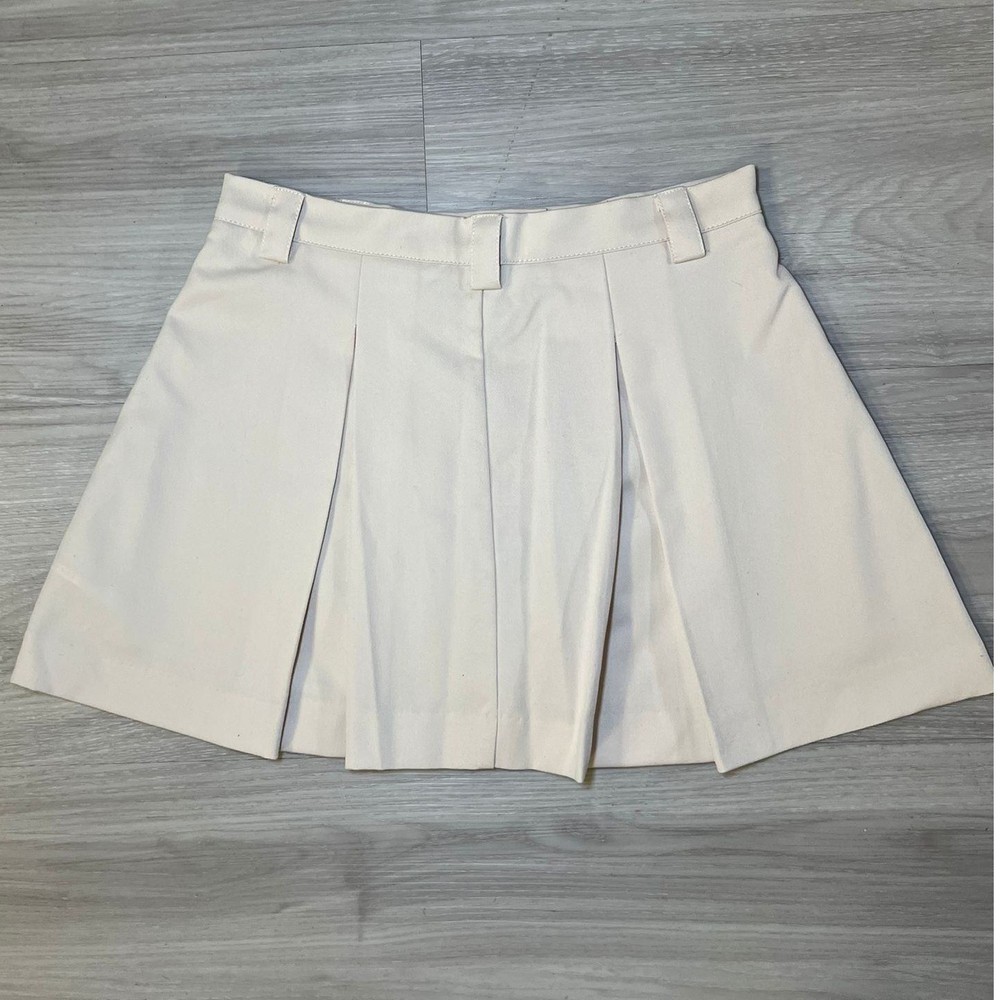 Forever 21 Pleated Mini Skirt Beige Casual Schoolgirl Style Women's Size S