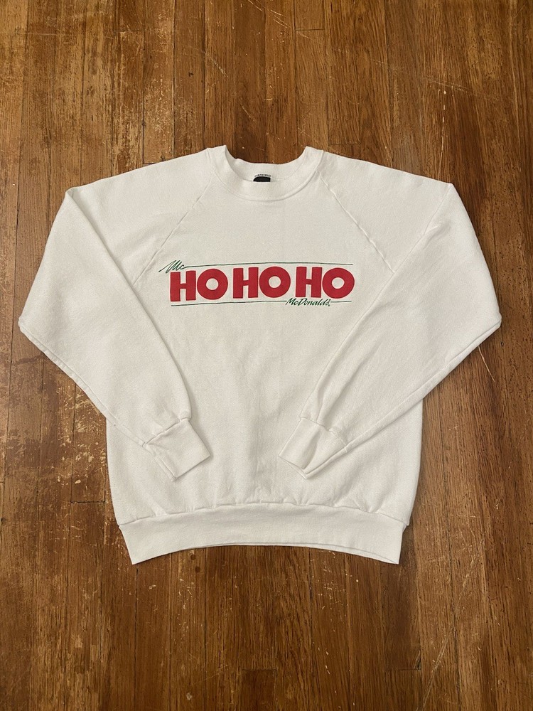 Vintage 80s McDonald’s Christmas Holiday White Graphic Crewneck Sweatshirt Large