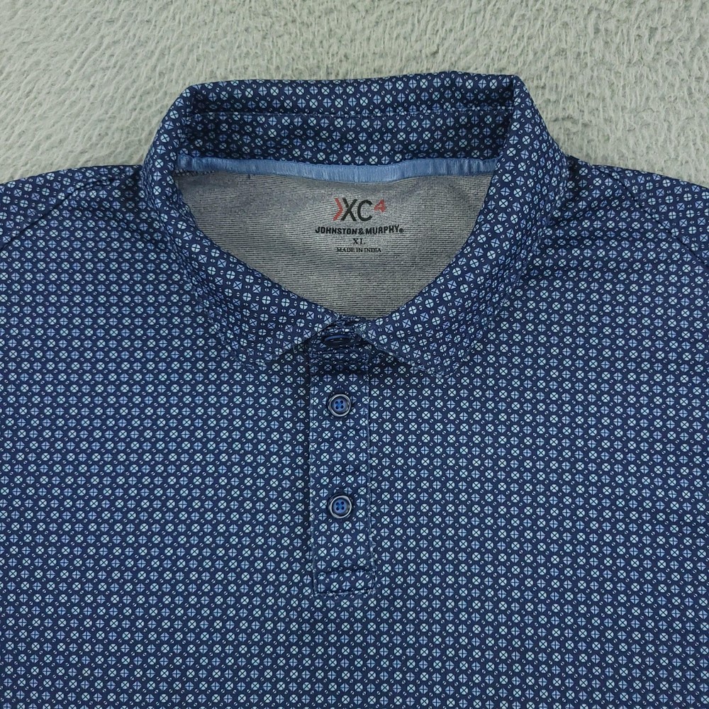 Johnston & Murphy XC4 Polo Shirt Mens XL Blue Geometric Golf Performance Tagless