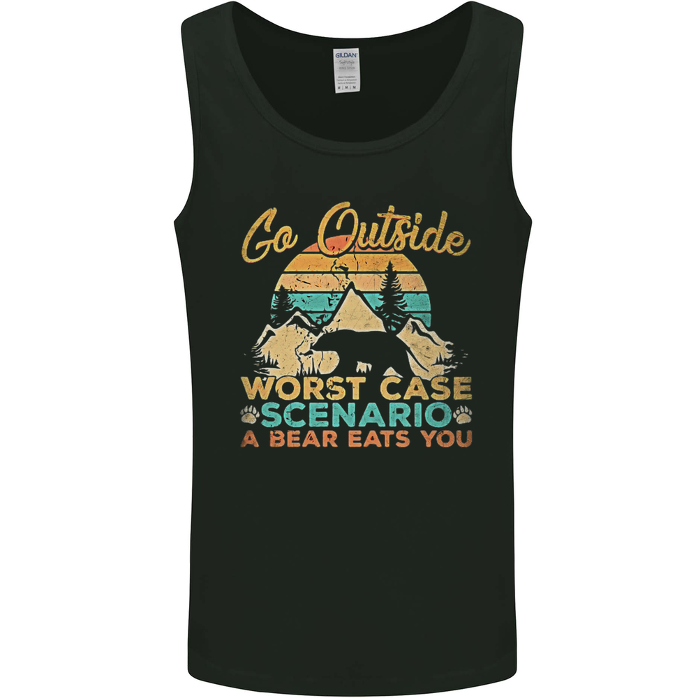 Go Outside Funny Camping Hiking Trekking Mens Vest Tank Top