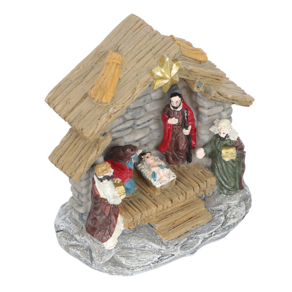 Resin Craft Decor Religious Figure Toys Light Christmas Decorations Baby Child