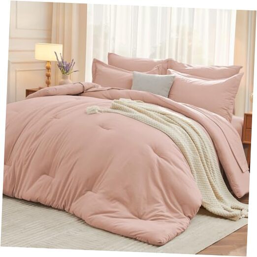 7 Pieces Queen Comforter Set, Soft Bed in a Bag Queen Size, All Season