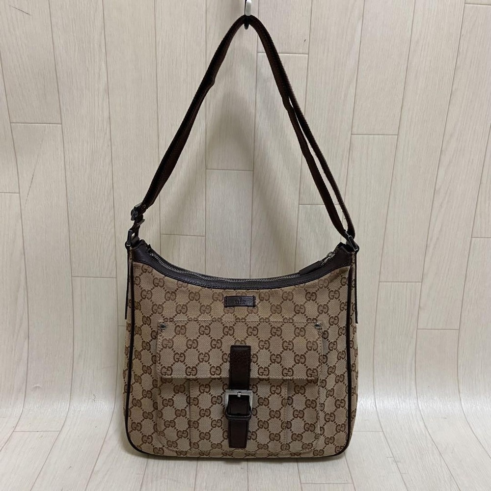 Gucci GG Canvas Shoulder Bag with Adjustable Belt Strap Pre-Owned