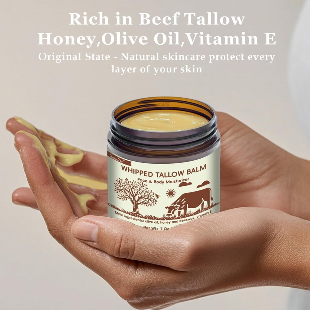 Organic Grass-Fed Whipped Beef Tallow & Honey Balm for Skin Care