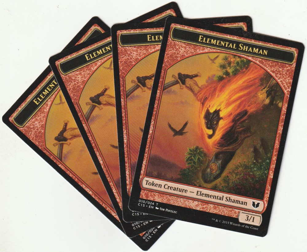 ✪ 4 MAGIC The Gathering ELEMENTAL SHAMAN/KNIGHT Double Card Token PLAYSET NM/EX-image