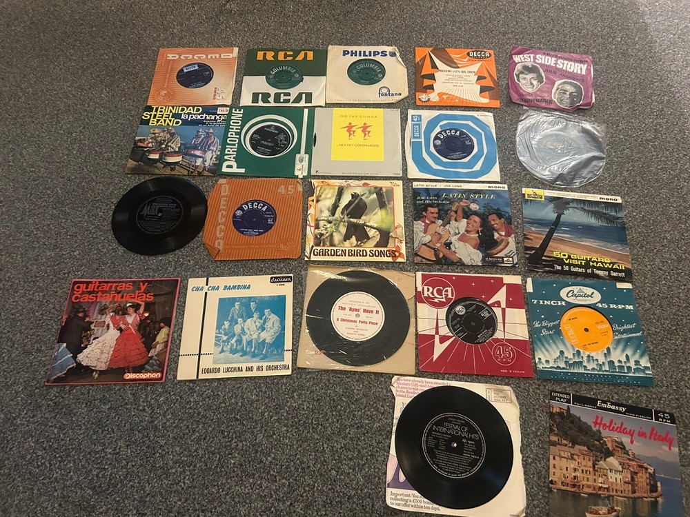 Vintage 45rpm Vinyl Record Lot x 22 Collectible 7-Inch Singles