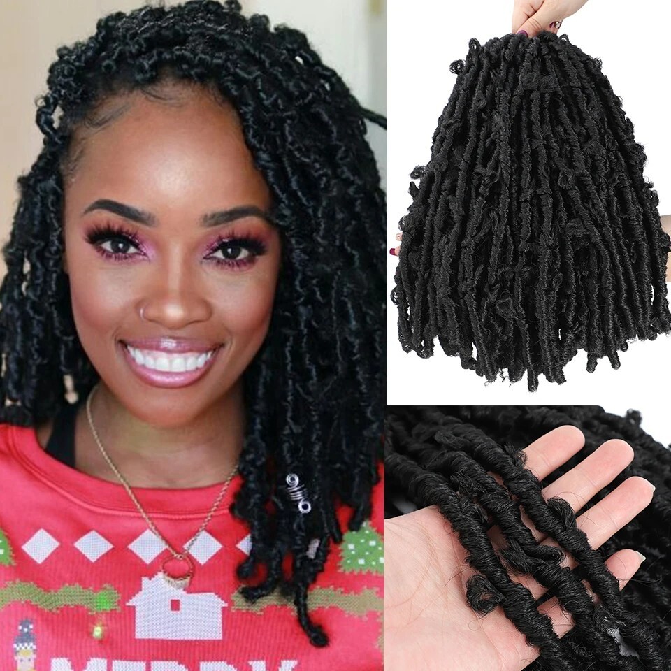 Crochet Hair Extensions  20-120 Strands Fibers Butterfly Pre-Looped Locs Styling