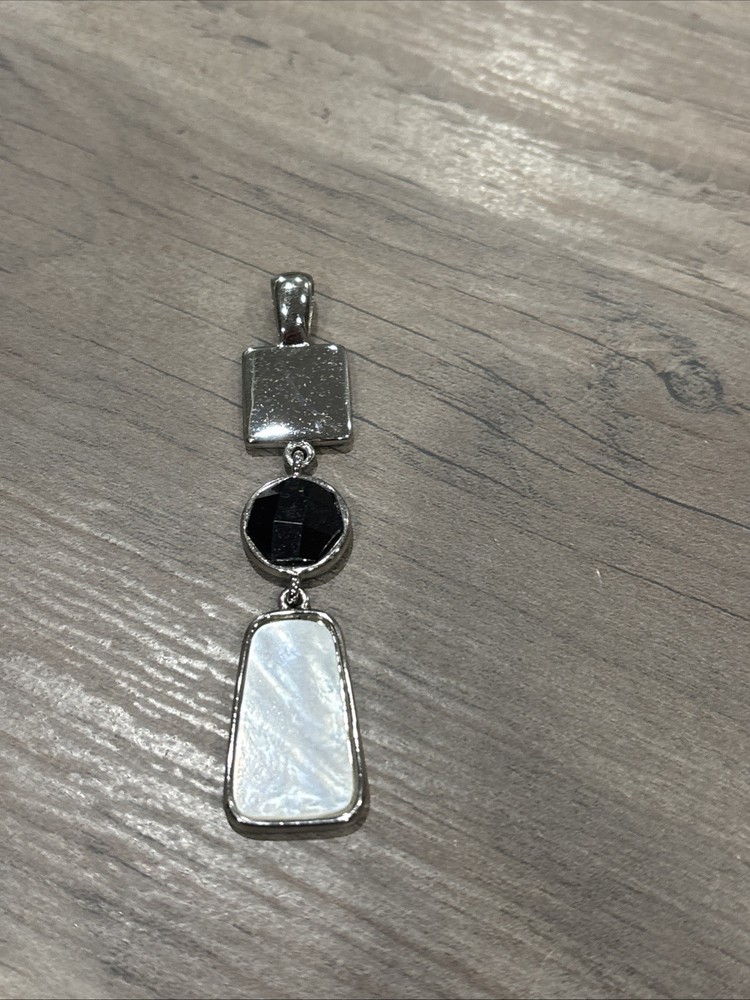 lia sophia pendant slide Black And MOP Silver Tone
