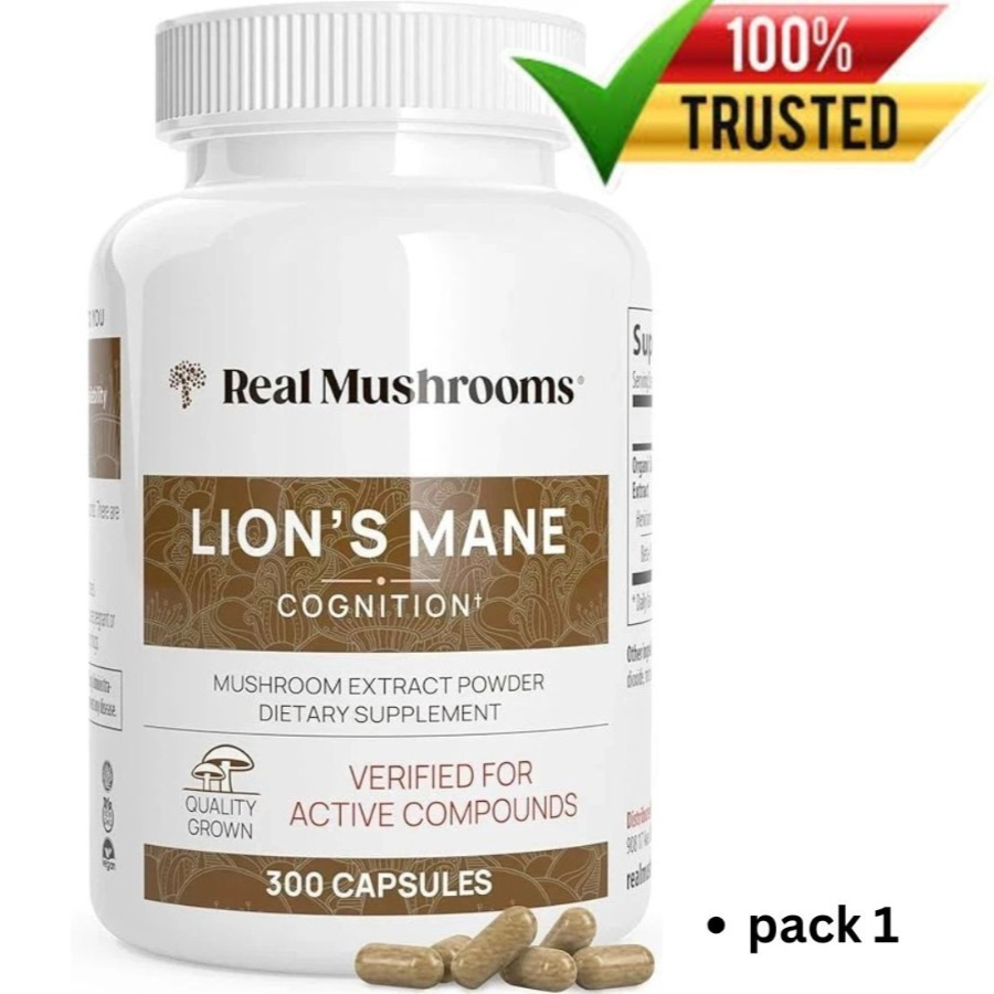 Real Mushrooms Lion’s Mane Mushroom Extract Capsules 300 Caps