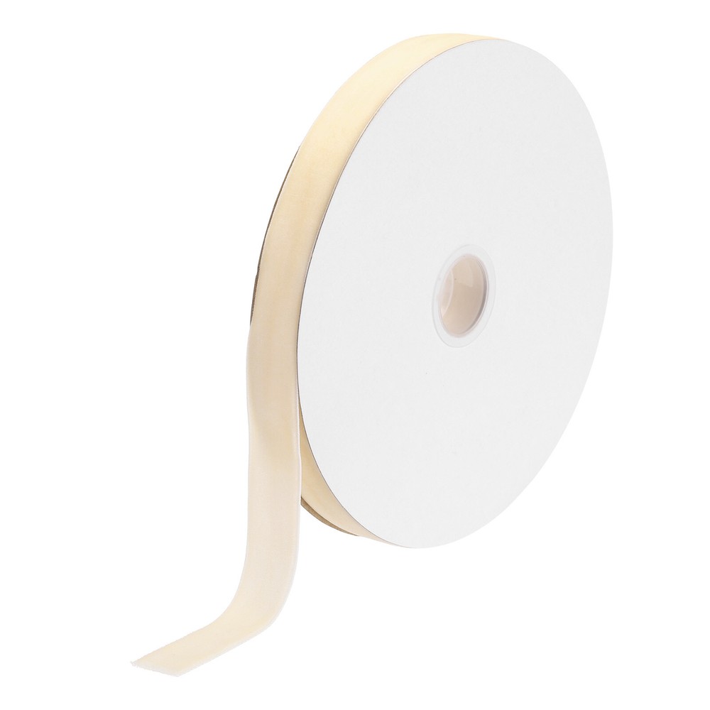 Velvet Ribbon 3/4 Inch x 25 Yard Single Face Spool Silky Fabric Light Beige