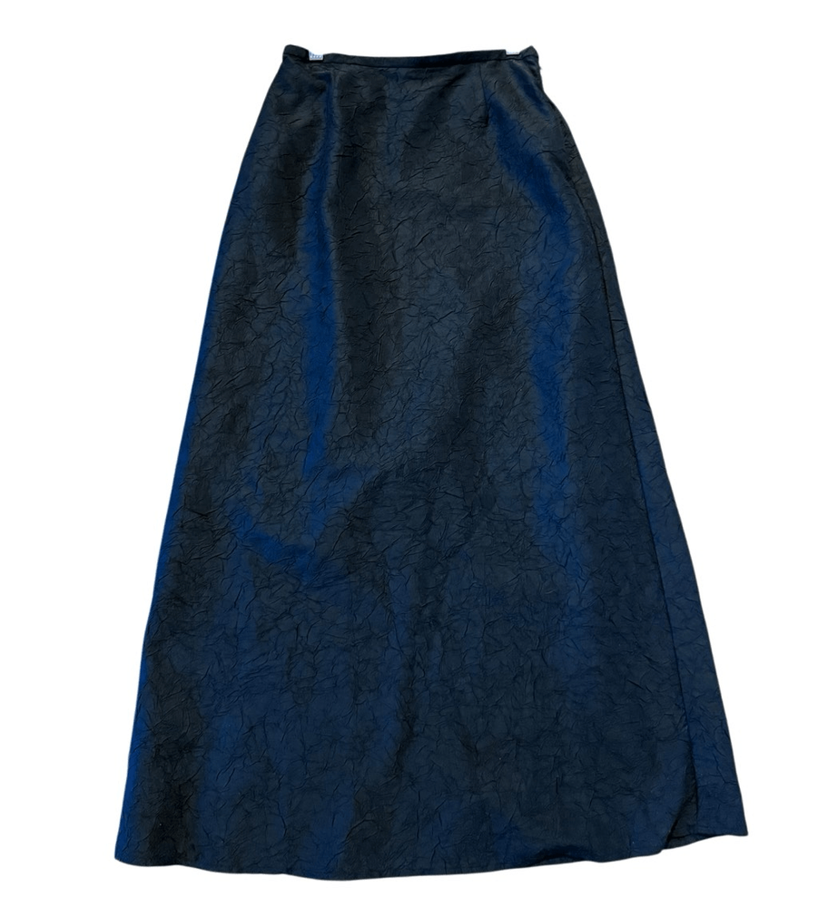 Eileen Fisher 100% silk black textured maxi skirt size xs