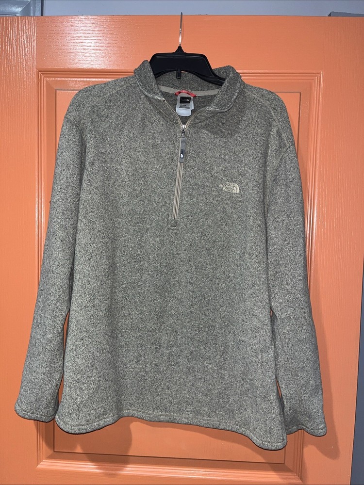 North Face 3/4 Zip Pullover Large Green Mens Fleece Jacket