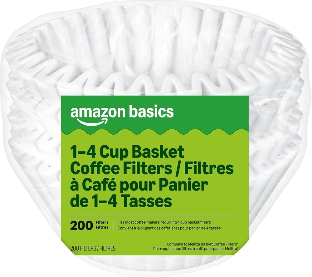 200-Count Eco-Friendly Basket Coffee Filters for 1-4 Cup Makers - White