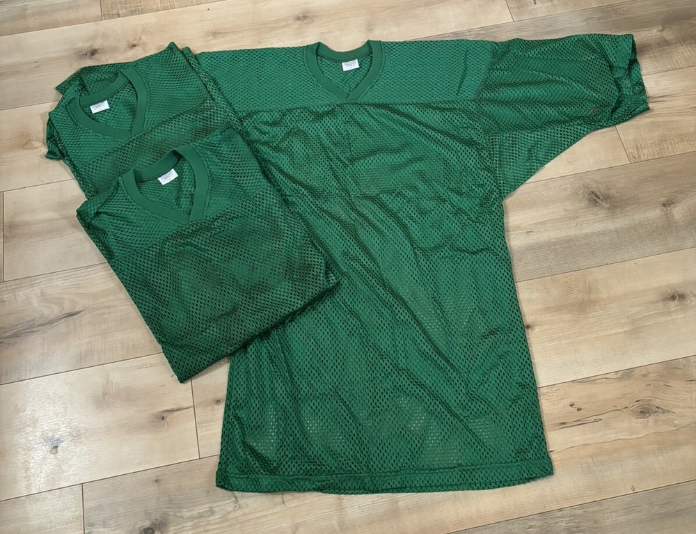 Lot Of 3 Men’s Vintage Retro All Mesh Kelly Green Jersey Large Nylon