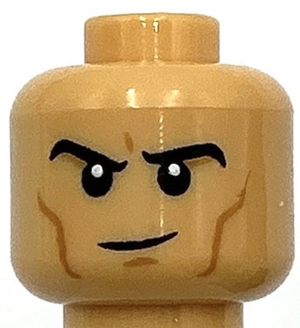 Lego New Medium Tan Minifigure Head Dual Sided Black Eyebrows Chin Dimple Part