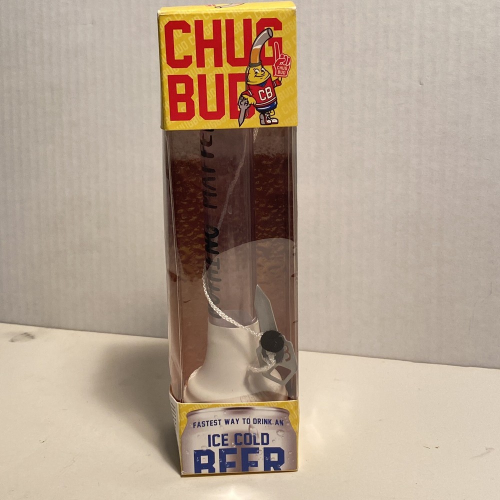 ChugBud 1.0 White Beer Bong Shotgun with Mike Stud Not My First Rodeo Design