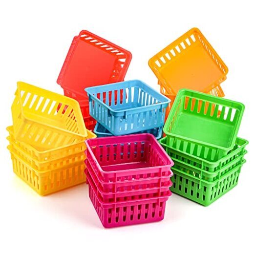 24 Pack Small Plastic Storage Baskets for Classroom Crayons and Pencils