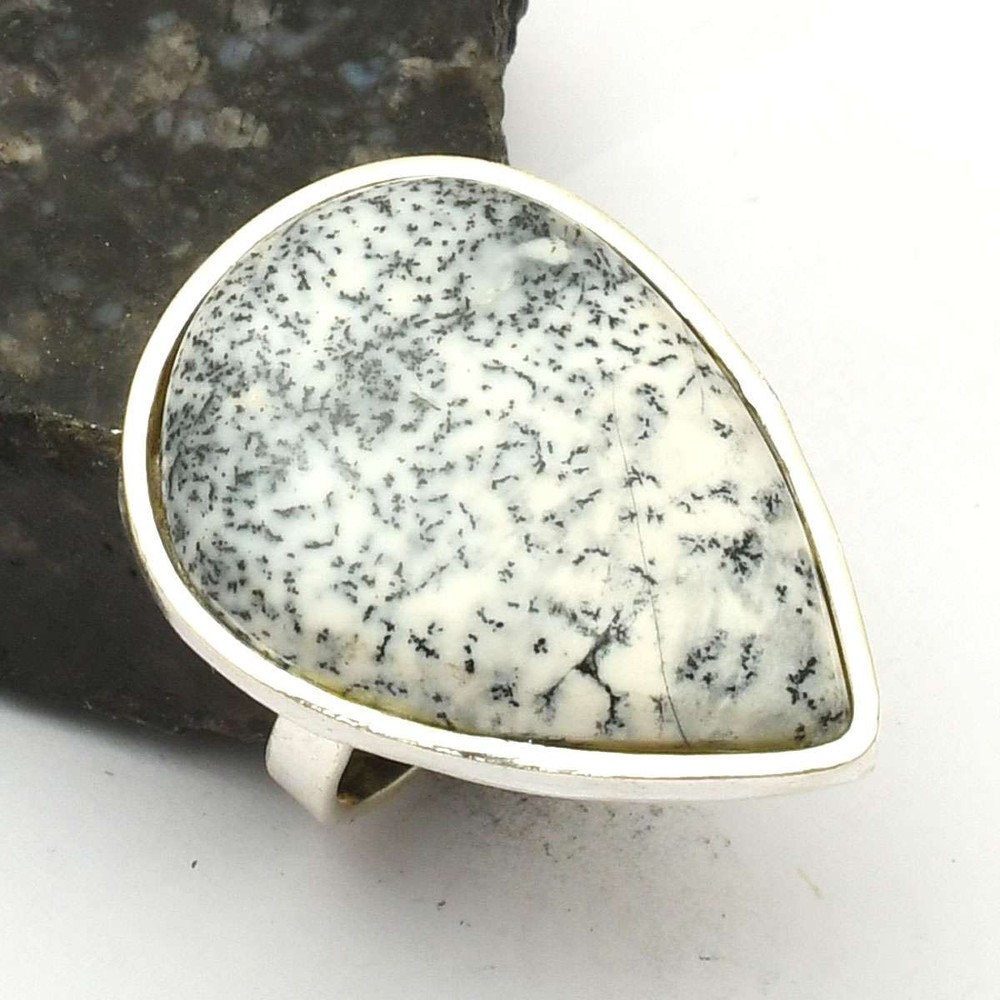 Dendrite Opal Gemstone Handmade Ring Jewelry Women Gift US Size-8.25 AR 74204