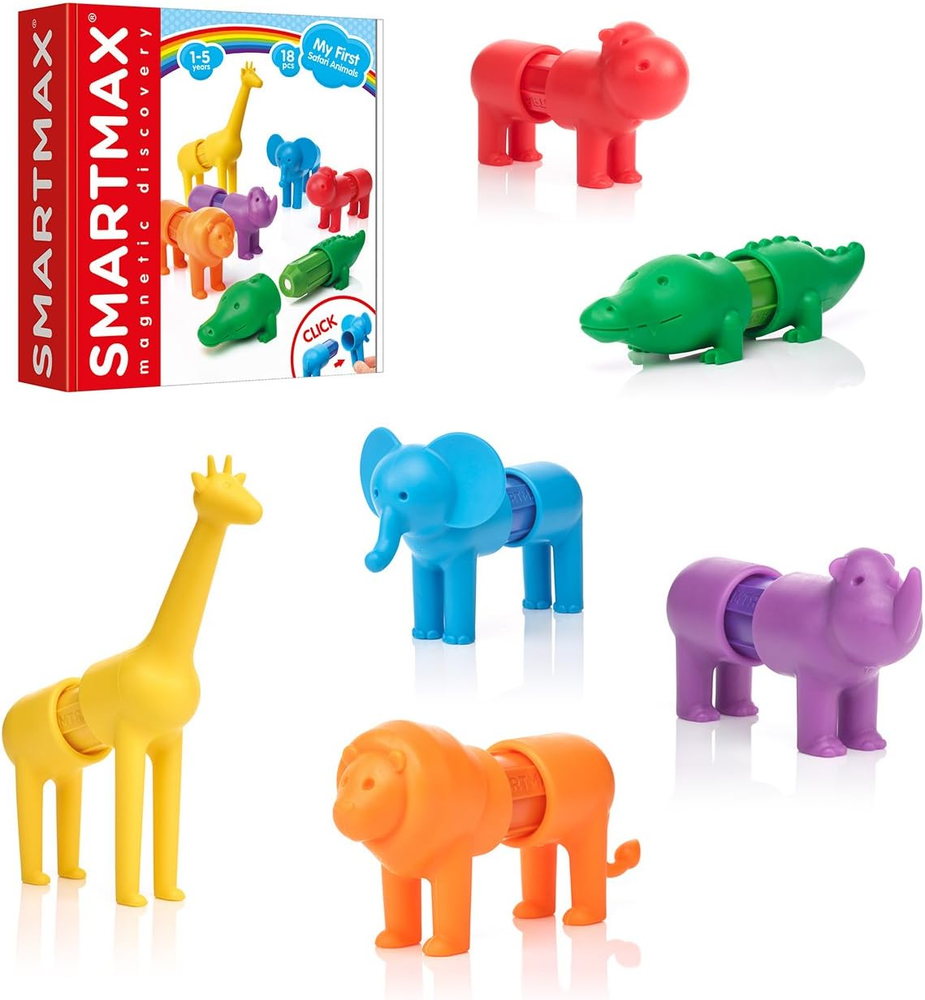 My First Safari Animals STEM Magnetic Building Set with Soft Toy Animals  