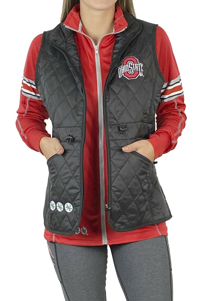 Ohio State Buckeyes Lightweight Quilted Womens Vest Black XS