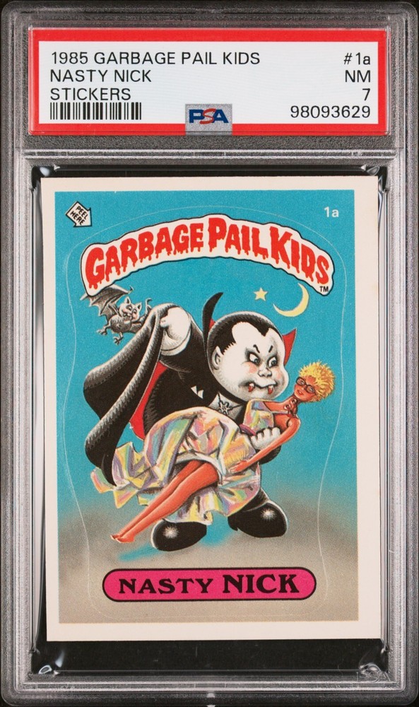 1985 Topps OS1 Garbage Pail Kids Series 1 Nasty Nick 1a Matte Sticker Card PSA 7