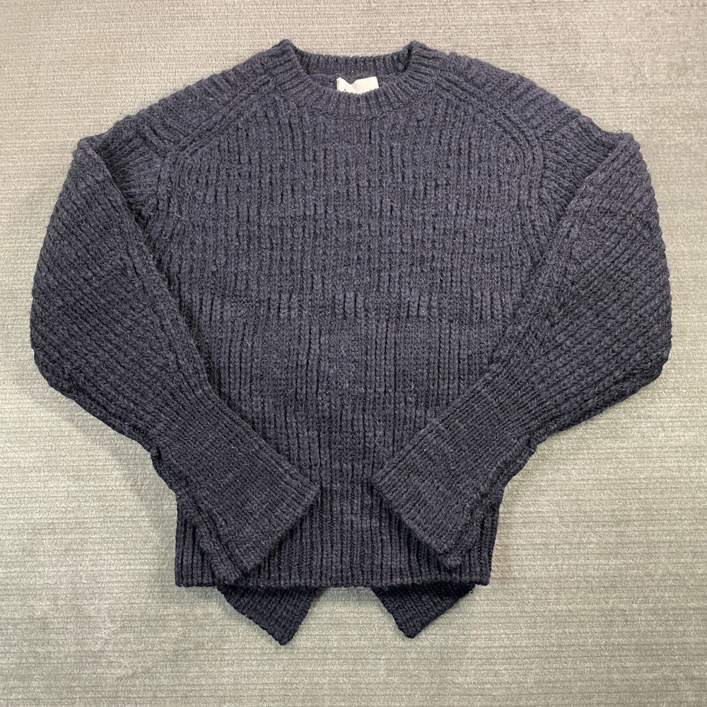 3.1 Philip Lim Sweater Women S Blue Ribbed Open Back Tie Stretch Classic Oversiz