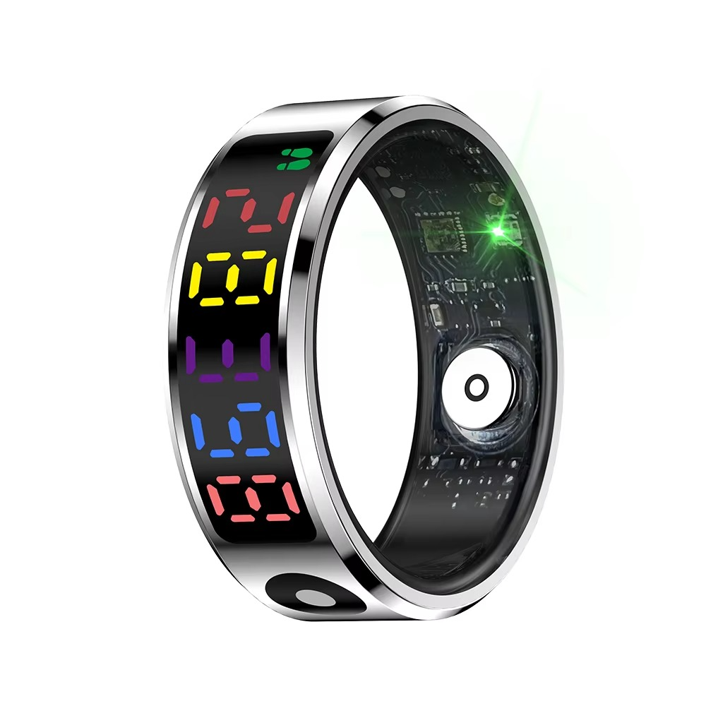 R12 Color Screen Smart Ring Fitness Tracker with Touch Control