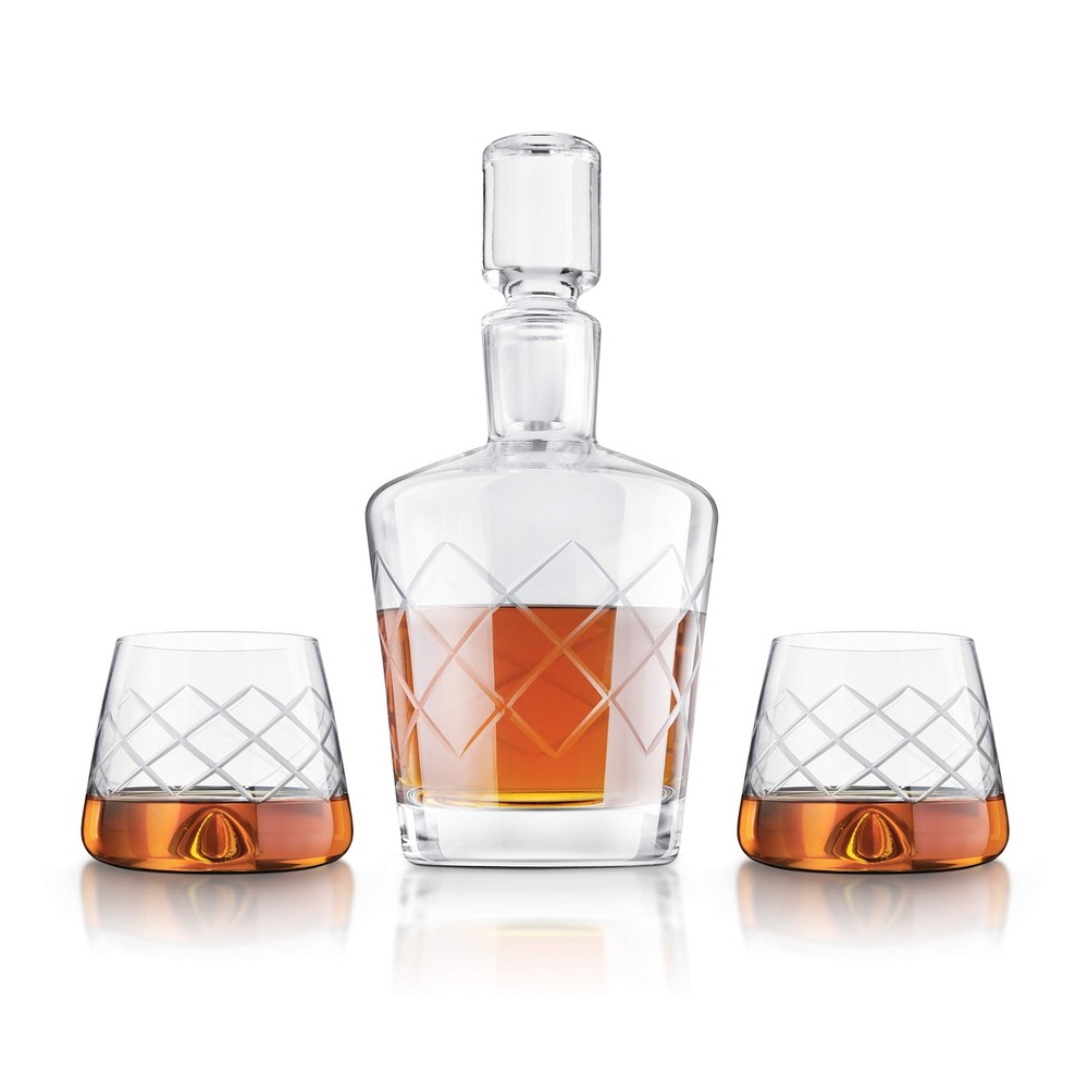 4 Piece Whiskey Decanter Set “ Handcrafted Leadfree Crystal Durashield Titanium