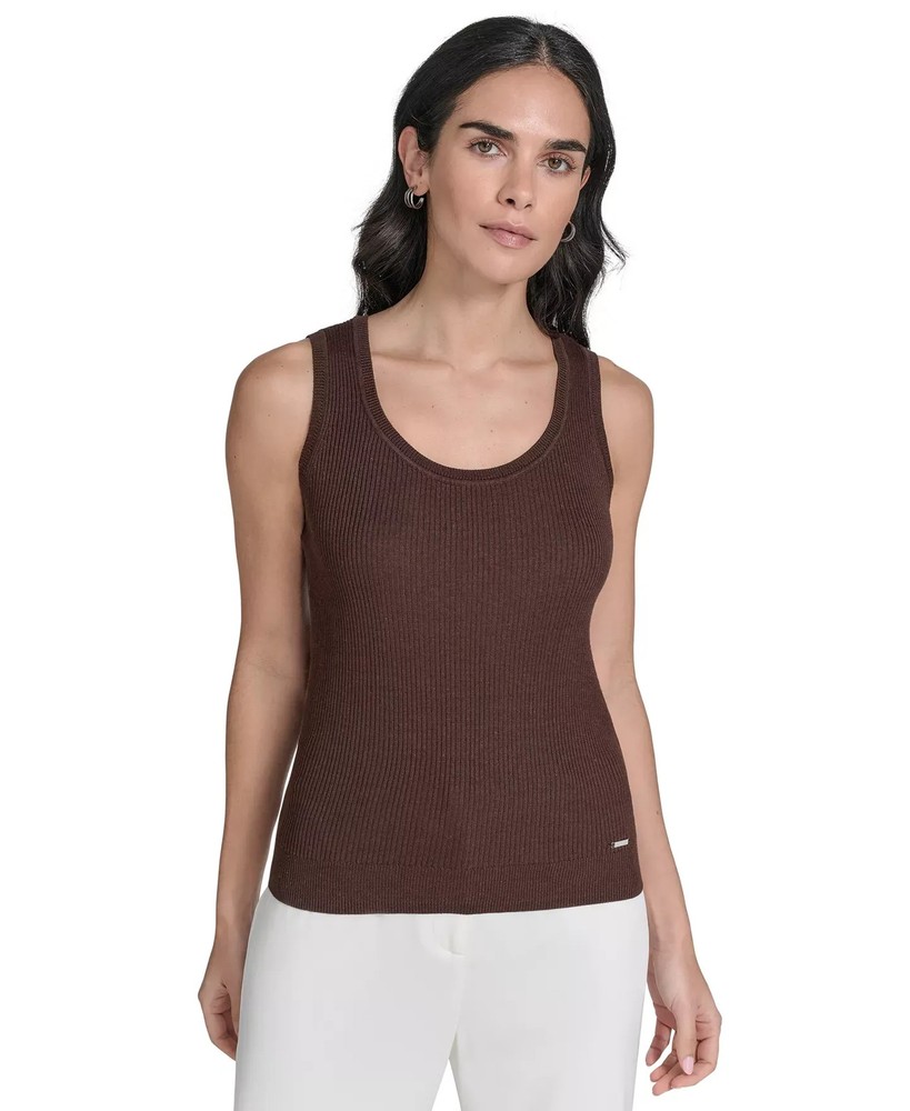 Calvin Klein Women's Top Sz S Scoop Neck Rib Knit Tank