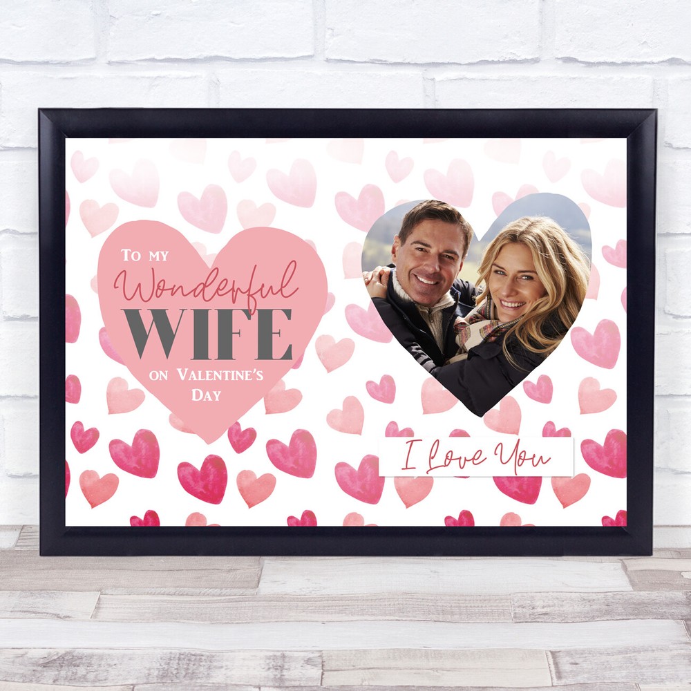 Valentines Day Personalized Gift Print with Hearts and I Love You Message for Wife  