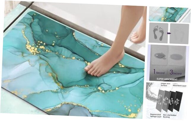 Quick Dry Absorbent Turquoise Green Bath Mat 2'8