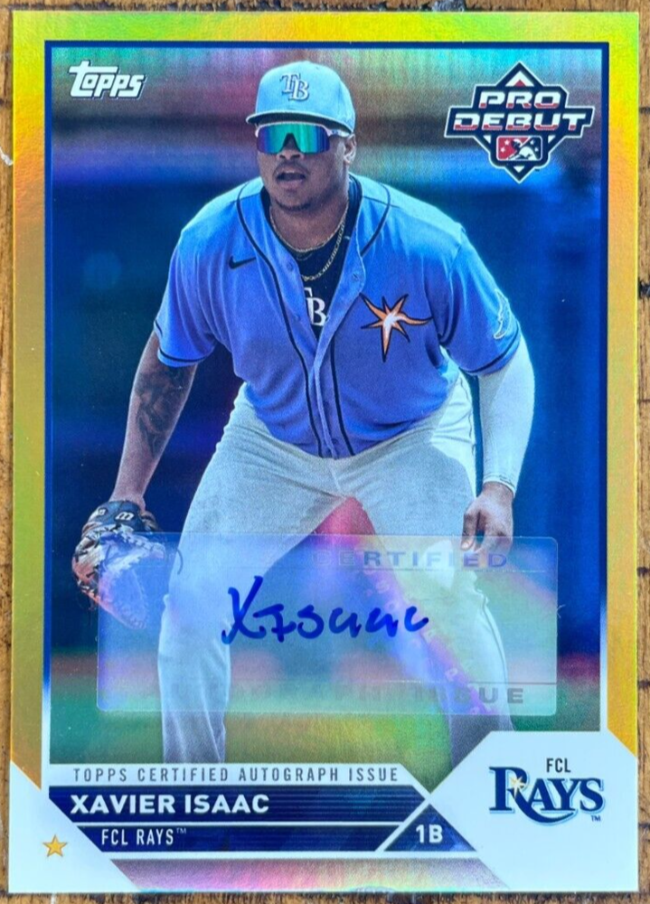 2023 Topps Pro Debut Xavier Isaac Gold Foil Auto /50 PD-90 Tampa Bay Rays Rookie Card
