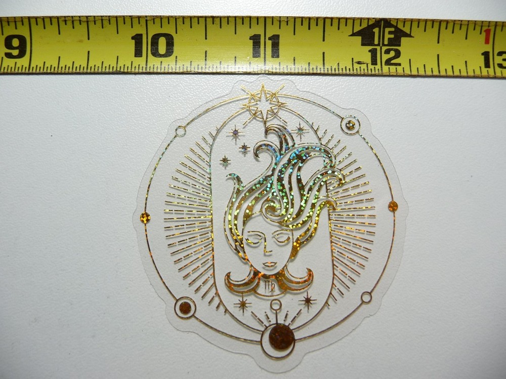HOLOGRAPHIC ZODIAC VIRGO CIRCLE STICKER DECAL HOROSCOPE SIGN BIRTH MONTH