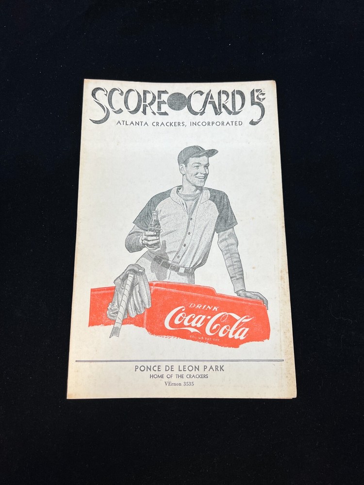 4.8.51 Atlanta Crackers vs Brooklyn Dodgers Score Card Scored W/Coca Cola 11702