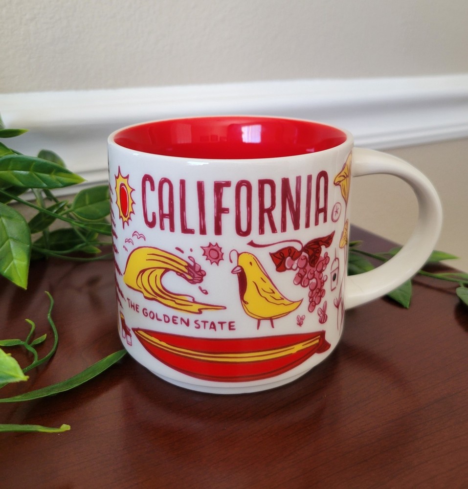 New 2018 Starbucks California Red/ Yellow Ceramic Mug 14oz- Been There Series