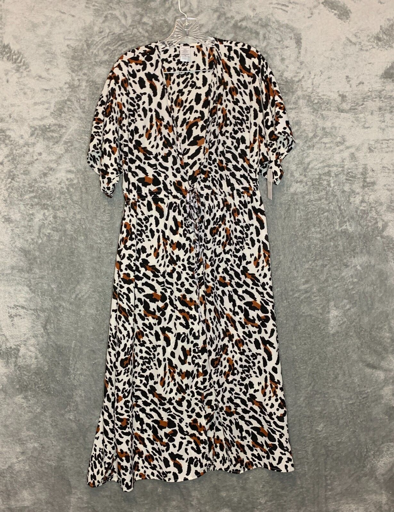 Boho Animal Print Chiffon Maxi Kimono Duster by Time and Tru NWT